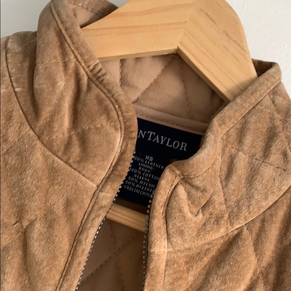 Ann Taylor Tan zip up suede jacket - Picture 2 of 4
